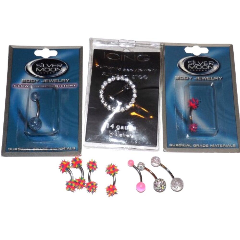 Body jewelry belly button navel lot bundle new surgical stainless steel y2k